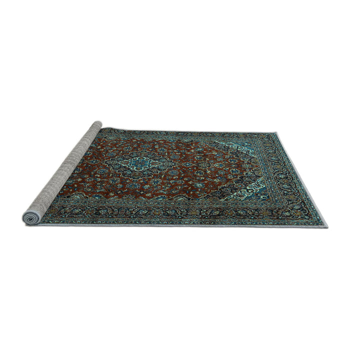 Sideview of Machine Washable Persian Light Blue Traditional Rug, wshtr2405lblu