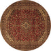 Round Persian Brown Traditional Rug, tr2405brn