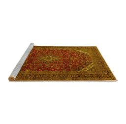 Sideview of Machine Washable Persian Yellow Traditional Rug, wshtr2405yw