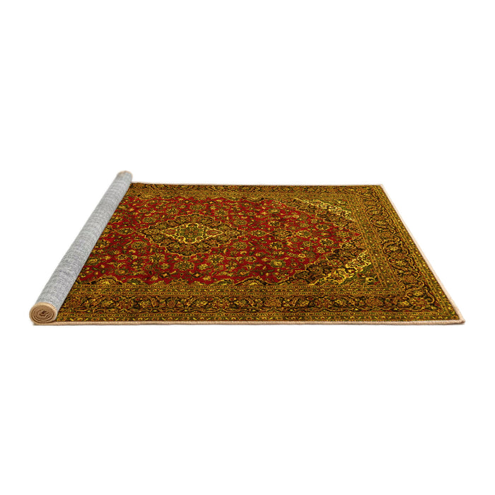 Sideview of Machine Washable Persian Yellow Traditional Rug, wshtr2405yw