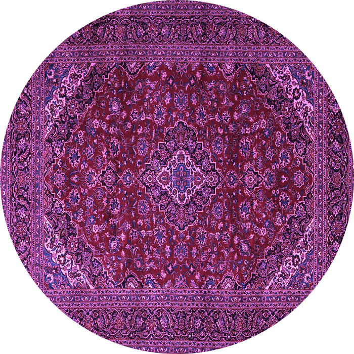 Round Machine Washable Persian Purple Traditional Area Rugs, wshtr2405pur