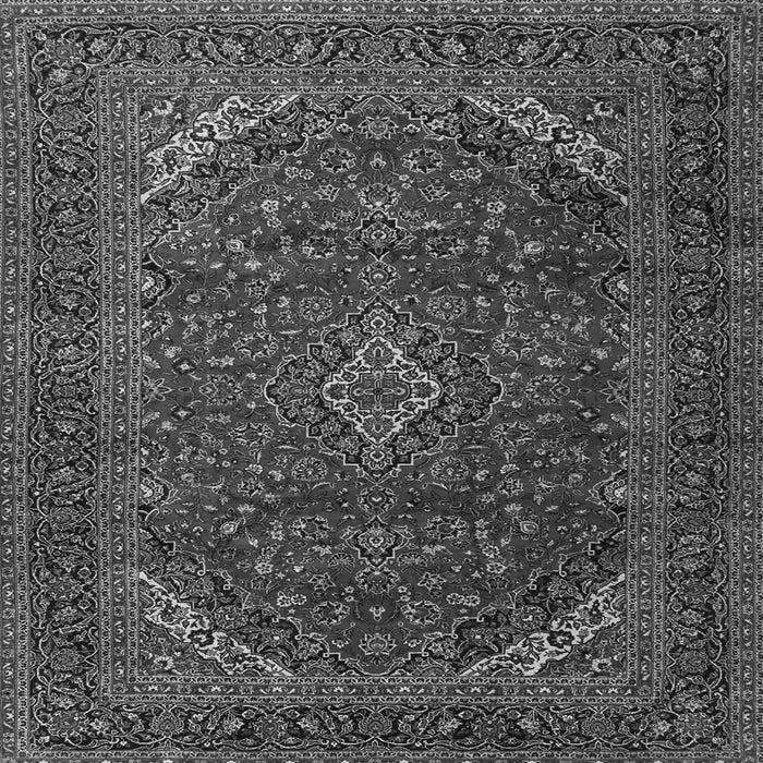 Round Machine Washable Persian Gray Traditional Rug, wshtr2405gry