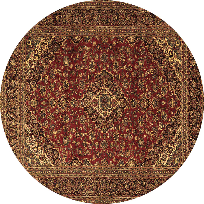 Round Machine Washable Persian Brown Traditional Rug, wshtr2405brn