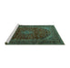 Sideview of Machine Washable Persian Turquoise Traditional Area Rugs, wshtr2405turq