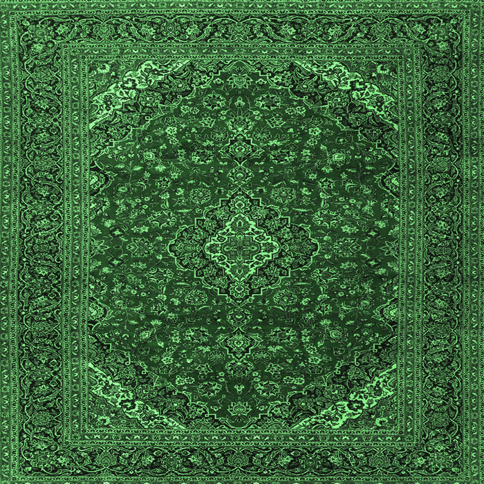 Square Persian Emerald Green Traditional Rug, tr2405emgrn
