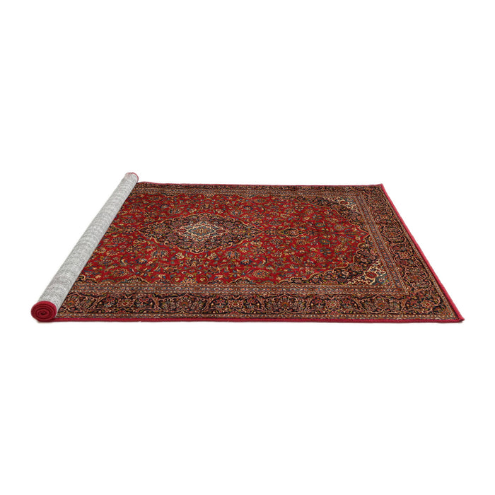 Sideview of Machine Washable Traditional Cranberry Red Rug, wshtr2406