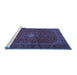 Sideview of Machine Washable Persian Blue Traditional Rug, wshtr2406blu