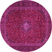 Round Machine Washable Persian Pink Traditional Rug, wshtr2406pnk