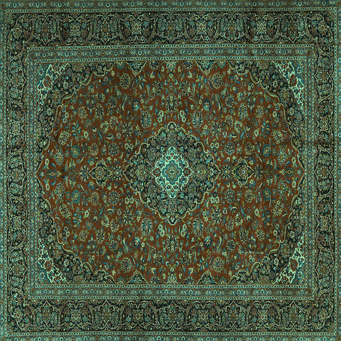 Square Machine Washable Persian Turquoise Traditional Area Rugs, wshtr2406turq