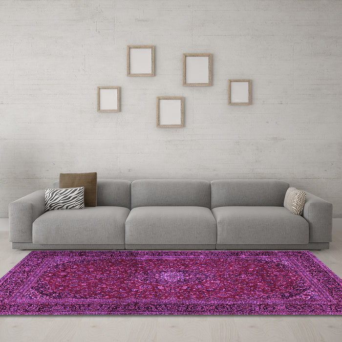 Machine Washable Persian Purple Traditional Area Rugs in a Living Room, wshtr2406pur