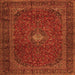 Round Machine Washable Persian Orange Traditional Area Rugs, wshtr2406org