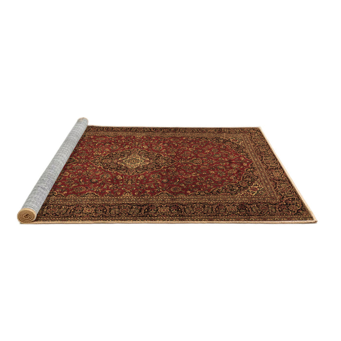 Sideview of Machine Washable Persian Brown Traditional Rug, wshtr2406brn