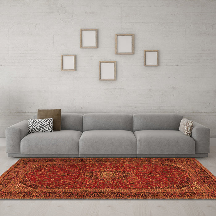 Machine Washable Persian Orange Traditional Area Rugs in a Living Room, wshtr2406org