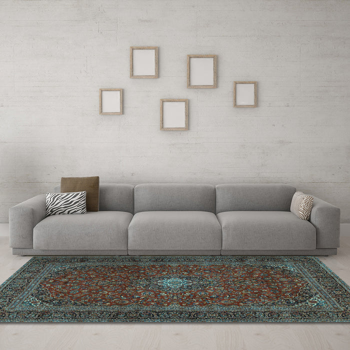 Machine Washable Persian Light Blue Traditional Rug in a Living Room, wshtr2406lblu