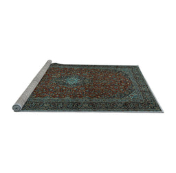 Sideview of Machine Washable Persian Light Blue Traditional Rug, wshtr2406lblu