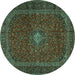 Round Persian Turquoise Traditional Rug, tr2406turq