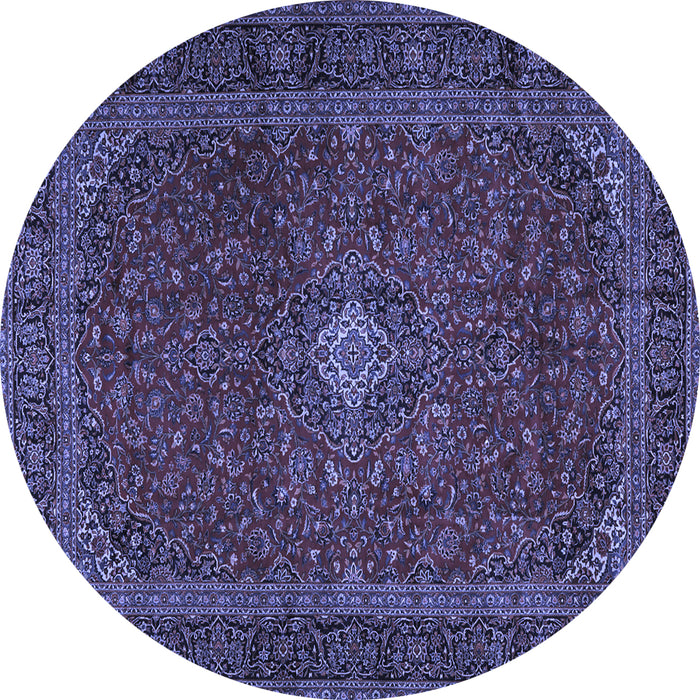 Round Machine Washable Persian Blue Traditional Rug, wshtr2406blu