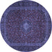 Round Machine Washable Persian Blue Traditional Rug, wshtr2406blu