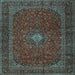 Square Machine Washable Persian Light Blue Traditional Rug, wshtr2406lblu