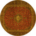 Round Persian Yellow Traditional Rug, tr2406yw