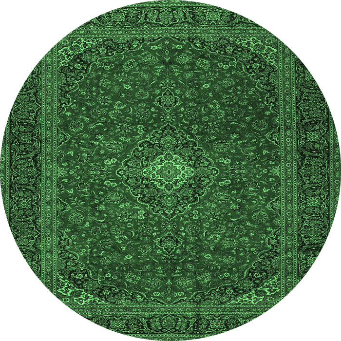 Round Persian Emerald Green Traditional Rug, tr2406emgrn