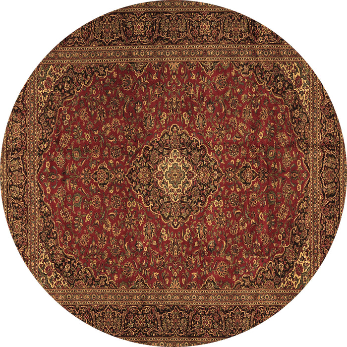 Round Machine Washable Persian Brown Traditional Rug, wshtr2406brn