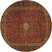 Round Machine Washable Persian Brown Traditional Rug, wshtr2406brn