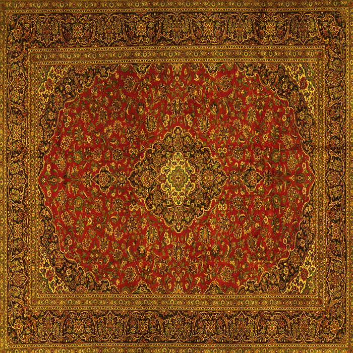 Square Machine Washable Persian Yellow Traditional Rug, wshtr2406yw