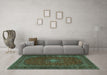 Machine Washable Persian Turquoise Traditional Area Rugs in a Living Room,, wshtr2406turq