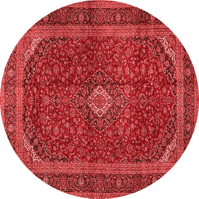 Machine Washable Medallion Red Traditional Rug, wshtr2407red