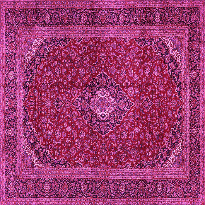 Square Machine Washable Medallion Pink Traditional Rug, wshtr2407pnk