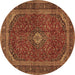 Round Medallion Brown Traditional Rug, tr2407brn