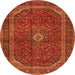 Machine Washable Medallion Orange Traditional Area Rugs, wshtr2407org