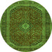 Square Medallion Green Traditional Rug, tr2407grn