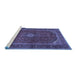 Sideview of Machine Washable Medallion Blue Traditional Rug, wshtr2407blu