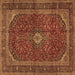 Square Medallion Brown Traditional Rug, tr2407brn