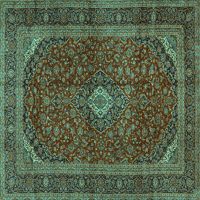 Square Medallion Turquoise Traditional Rug, tr2407turq