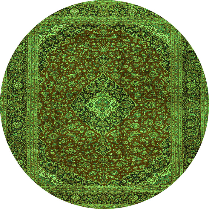 Machine Washable Medallion Green Traditional Area Rugs, wshtr2407grn
