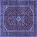 Square Medallion Blue Traditional Rug, tr2407blu