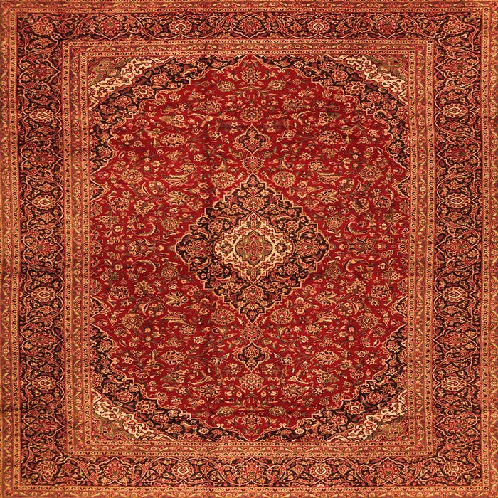 Serging Thickness of Medallion Orange Traditional Rug, tr2407org