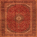 Serging Thickness of Medallion Orange Traditional Rug, tr2407org