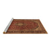 Sideview of Machine Washable Medallion Brown Traditional Rug, wshtr2407brn