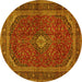 Round Medallion Yellow Traditional Rug, tr2407yw