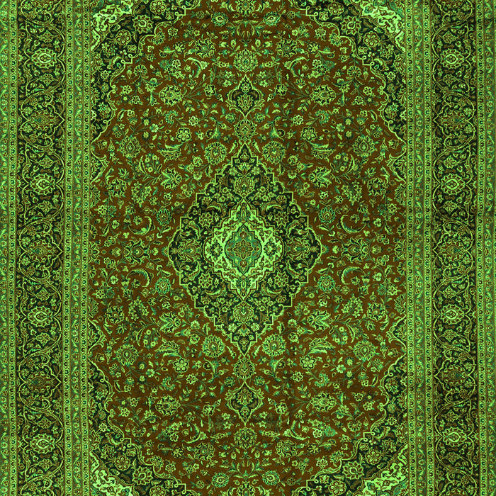 Serging Thickness of Machine Washable Medallion Green Traditional Area Rugs, wshtr2407grn
