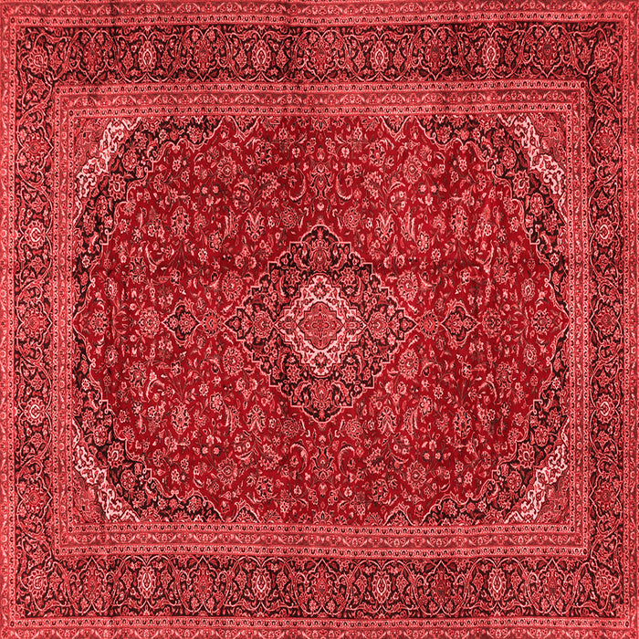 Machine Washable Medallion Red Traditional Rug, wshtr2407red