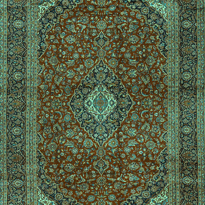 Machine Washable Medallion Turquoise Traditional Area Rugs, wshtr2407turq