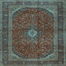 Square Medallion Light Blue Traditional Rug, tr2407lblu