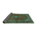 Sideview of Medallion Turquoise Traditional Rug, tr2407turq