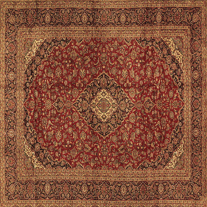 Square Machine Washable Medallion Brown Traditional Rug, wshtr2407brn