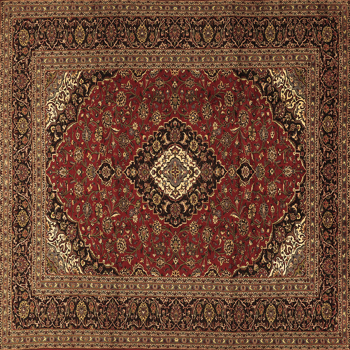 Square Machine Washable Medallion Brown Traditional Rug, wshtr2408brn